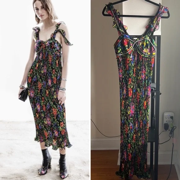 3.1 Phillip Lim floral colorful plisse dress - Picture 2 of 16